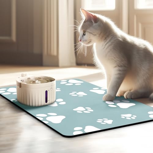 JanYoo Napfunterlage Katzen Futternapf Unterlage 50x35cm, wasserdichte Haustier Futtermatten rutschfeste Unterlage Katzennapf Fressnapf Futtermatte Katzenfutter Futternapf Matte(Grün) von JanYoo