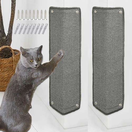 JanYoo Katze Kratzschutz Katzenkratzmatte Sisal Katzenkratzmatte Kratzmatte für Katze Katzenkratzmatte für Sofa Möbel Tür Kratzschutz 60 × 25 cm(Grau) von JanYoo