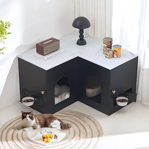 JanflyHome Ecktoilette Gehege für 2 Katzen, 80.0 cm Versteckte Katzentoilette Möbel mit zusammenklappbarer Katzenfutterstation, Innenklo Schrank, 80.0 x 45.0 x 50.0 cm, Schwarz JanflyHome Ecktoilette Gehege für 2 Katzen, 80.0 cm Versteckte Katzentoilette Möbel mit zusammenklappbarer Katzenfutterstation, Innenklo Schrank, 80.0 x 45.0 x 50.0 cm, Schwarz von JanflyHome