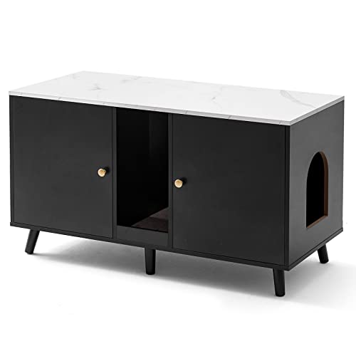 JanflyHome Katzentoilette, versteckte Katzentoilette, Möbel für 2 Katzen, Waschraum mit großem Platz, Haustierhaus, Kistenschrank, 108 x 49,8 x 60,5 cm, Schwarz JanflyHome Katzentoilette, versteckte Katzentoilette, Möbel für 2 Katzen, Waschraum mit großem Platz, Haustierhaus, Kistenschrank, 108 x 49,8 x 60,5 cm, Schwarz von JanflyHome