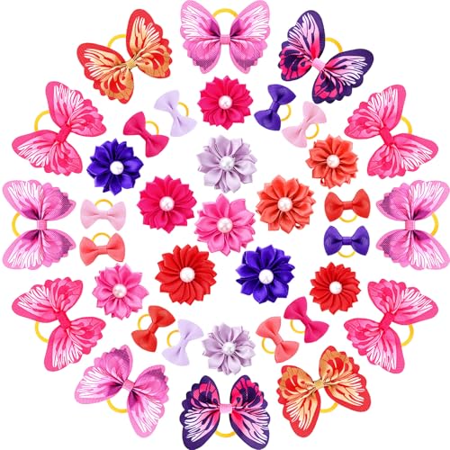 Janinka Hundehaarschleifen mit Gummibändern, Schmetterlings-Motiv, für kleine Hunde, geknotete Schleifen, Blumen, Perlen, elastische Haargummis für Haustiere, Welpen, Katzen, Pflegezubehör (lebendige Janinka Hundehaarschleifen mit Gummibändern, Schmetterlings-Motiv, für kleine Hunde, geknotete Schleifen, Blumen, Perlen, elastische Haargummis für Haustiere, Welpen, Katzen, Pflegezubehör (lebendige von Janinka