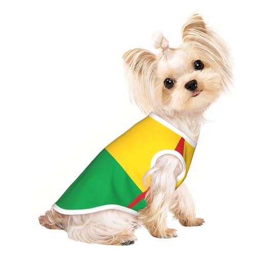 Großes Haustier-T-Shirt, atmungsaktiv, ärmellos, Flagge von Guinea-Bissau, für kleine und mittelgroße Katzen und Hunde, Chihuahua, Yorkie, Dackel von JaoXer