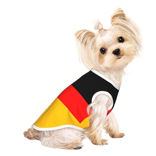 Haustier-T-Shirt, atmungsaktiv, ärmellos, Deutschland-Flagge, für kleine und mittelgroße Katzen und Hunde, Chihuahua, Yorkie, Dackel Haustier-T-Shirt, atmungsaktiv, ärmellos, Deutschland-Flagge, für kleine und mittelgroße Katzen und Hunde, Chihuahua, Yorkie, Dackel von JaoXer