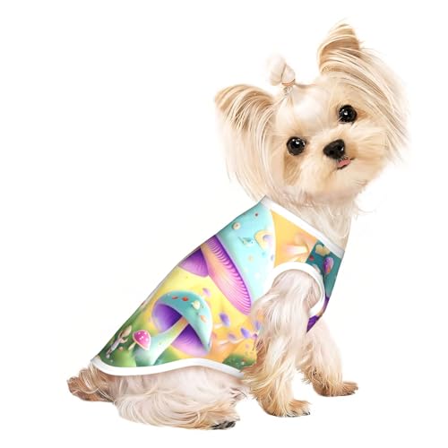 Haustier-T-Shirt, atmungsaktiv, ärmellos, Fantasy-Pilz-Druck, für kleine und mittelgroße Katzen und Hunde, Chihuahua, Yorkie, Dackel Haustier-T-Shirt, atmungsaktiv, ärmellos, Fantasy-Pilz-Druck, für kleine und mittelgroße Katzen und Hunde, Chihuahua, Yorkie, Dackel von JaoXer