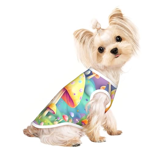 Haustier-T-Shirt, atmungsaktiv, ärmellos, Fantasy-Traum, Pilzdruck, für kleine und mittelgroße Katzen und Hunde, Chihuahua, Yorkie, Dackel Haustier-T-Shirt, atmungsaktiv, ärmellos, Fantasy-Traum, Pilzdruck, für kleine und mittelgroße Katzen und Hunde, Chihuahua, Yorkie, Dackel von JaoXer