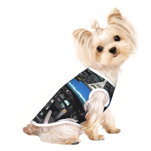 Haustier-T-Shirt, atmungsaktiv, ärmellos, Flugzeug-Cockpit, für kleine und mittelgroße Katzen und Hunde, Chihuahua, Yorkie, Dackel Haustier-T-Shirt, atmungsaktiv, ärmellos, Flugzeug-Cockpit, für kleine und mittelgroße Katzen und Hunde, Chihuahua, Yorkie, Dackel von JaoXer