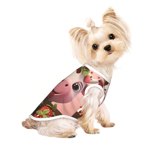 Haustier-T-Shirt, atmungsaktiv, ärmellos, Kühe und Erdbeeren, für kleine und mittelgroße Katzen und Hunde, Chihuahua, Yorkie, Dackel Haustier-T-Shirt, atmungsaktiv, ärmellos, Kühe und Erdbeeren, für kleine und mittelgroße Katzen und Hunde, Chihuahua, Yorkie, Dackel von JaoXer
