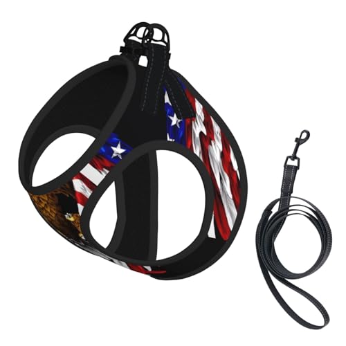 Hundegeschirr für Haustiere, Größe S, USA-Flagge, patriotischer Adler-Druck, verstellbar, für Katzen und Hunde, perfekt für Spaziergänge im Freien Hundegeschirr für Haustiere, Größe S, USA-Flagge, patriotischer Adler-Druck, verstellbar, für Katzen und Hunde, perfekt für Spaziergänge im Freien von JaoXer