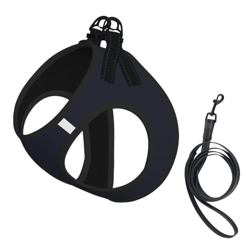 Hundegeschirr für kleine Haustiere, klein, einfarbig, schwarzer Druck, verstellbar, für Katzen und Hunde, perfekt für Spaziergänge im Freien Hundegeschirr für kleine Haustiere, klein, einfarbig, schwarzer Druck, verstellbar, für Katzen und Hunde, perfekt für Spaziergänge im Freien von JaoXer