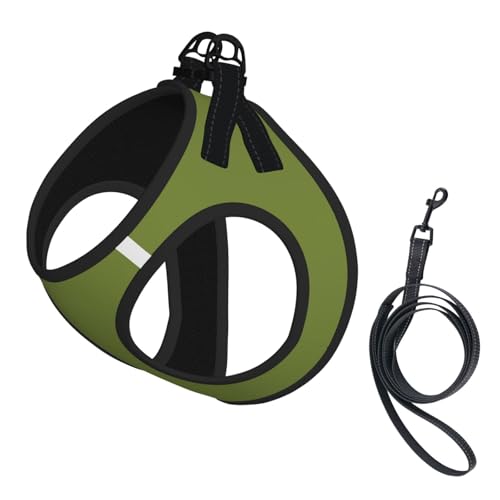 Hundegeschirr mit Leine, Größe S, einfarbig, dunkelgrüner Druck, verstellbar, für Katzen und Hunde, perfekt für Spaziergänge im Freien Hundegeschirr mit Leine, Größe S, einfarbig, dunkelgrüner Druck, verstellbar, für Katzen und Hunde, perfekt für Spaziergänge im Freien von JaoXer