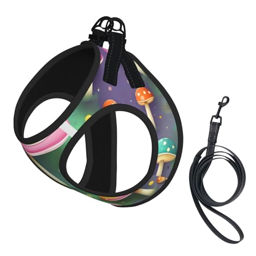 Hundegeschirr mit Leine, Größe S, farbenfroher Traumpilzdruck, verstellbar, für Katzen und Hunde, perfekt für Spaziergänge im Freien Hundegeschirr mit Leine, Größe S, farbenfroher Traumpilzdruck, verstellbar, für Katzen und Hunde, perfekt für Spaziergänge im Freien von JaoXer