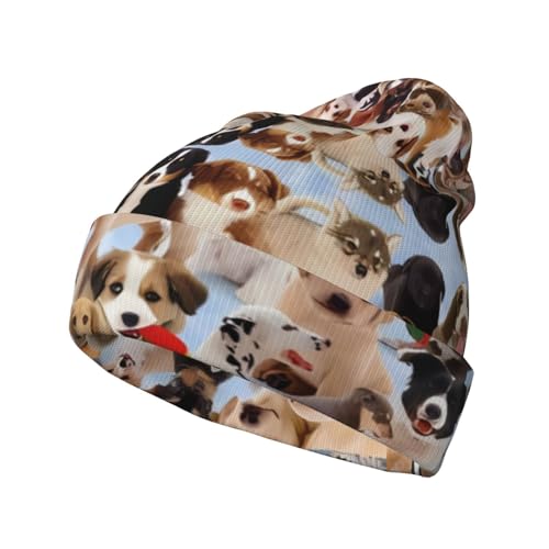 Strickmütze – Wintermütze mit süßem Hunde-Volldruck, perfekt für kaltes Wetter und Outdoor-Aktivitäten von JaoXer
