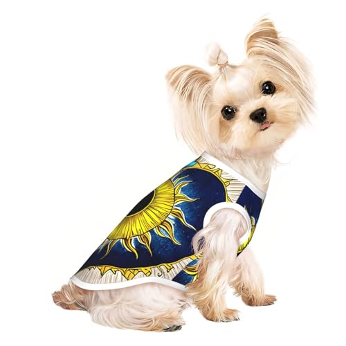 T-Shirt für kleine Haustiere, atmungsaktiv, ärmellos, Cartoon-Herz, Sonnenaufdruck, für kleine und mittelgroße Katzen und Hunde, Chihuahua, Yorkie, Dackel von JaoXer