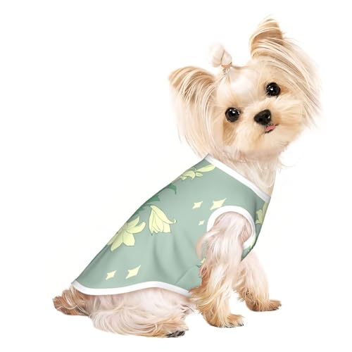 T-Shirt für kleine Haustiere, atmungsaktiv, ärmellos, Cartoon-Motiv, weiße Lilien, für kleine und mittelgroße Katzen und Hunde, Chihuahua, Yorkie, Dackel T-Shirt für kleine Haustiere, atmungsaktiv, ärmellos, Cartoon-Motiv, weiße Lilien, für kleine und mittelgroße Katzen und Hunde, Chihuahua, Yorkie, Dackel von JaoXer