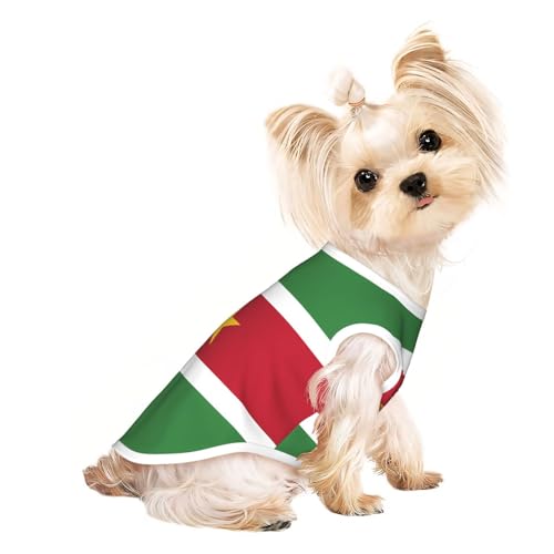 T-Shirt für kleine Haustiere, atmungsaktiv, ärmellos, Flagge von Suriname, für kleine und mittelgroße Katzen und Hunde, Chihuahua, Yorkie, Dackel T-Shirt für kleine Haustiere, atmungsaktiv, ärmellos, Flagge von Suriname, für kleine und mittelgroße Katzen und Hunde, Chihuahua, Yorkie, Dackel von JaoXer