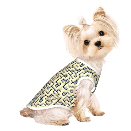 T-Shirt für kleine Haustiere, atmungsaktiv, ärmellos, Labyrinth-Schatzkarten-Druck, für kleine und mittelgroße Katzen und Hunde, Chihuahua, Yorkie, Dackel T-Shirt für kleine Haustiere, atmungsaktiv, ärmellos, Labyrinth-Schatzkarten-Druck, für kleine und mittelgroße Katzen und Hunde, Chihuahua, Yorkie, Dackel von JaoXer
