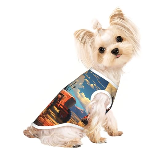 T-Shirt für kleine Haustiere, atmungsaktiv, ärmellos, Traktor-Druck, für kleine und mittelgroße Katzen und Hunde, Chihuahua, Yorkie, Dackel T-Shirt für kleine Haustiere, atmungsaktiv, ärmellos, Traktor-Druck, für kleine und mittelgroße Katzen und Hunde, Chihuahua, Yorkie, Dackel von JaoXer