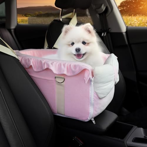 Jaoul Autositz für kleine Hunde, vollständig abnehmbar mit verstellbaren Riemen, Mittelkonsolen-Design, bequemer Haustier-Autositz im Bogen-Stil, tragbarer Sitzerhöhung für Welpen und Katzen Jaoul Autositz für kleine Hunde, vollständig abnehmbar mit verstellbaren Riemen, Mittelkonsolen-Design, bequemer Haustier-Autositz im Bogen-Stil, tragbarer Sitzerhöhung für Welpen und Katzen von Jaoul