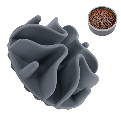 Jaoul Slow Feeder Hundenäpfe Einsatz, Puzzle Slow Feeder mit Oktopus-Saugnäpfen für kleine, mittelgroße und große Hundenäpfe (M (12 cm), Grau) von Jaoul