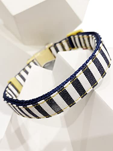 Denim Collar Sea Style with Silicone Protection and Double Mount, M Size von Japan Premium Pet