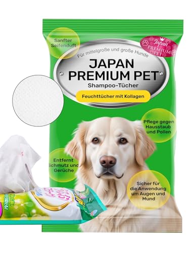 Japan Premium Pet Hunde und Katzen Handtuch, Reinigungstücher Hund und Katzen, Pflegetücher für Hunde und Katzen (Kollagen und Plazenta, für Hunde, 15 St.) von Japan Premium Pet