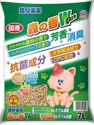 Japan Premium Pet Katzenstreu Klumpend, Klumpstreu für Katzen, 100% pflanzliche Katzen Klumpstreu mit maximaler Saugkraft, Holzstreu, Zypresse (Mountain Forest Fragrance), 7l.(Cypress Katzenstreu) von Japan Premium Pet