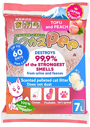 Japan Premium Pet Pelleted Cat Litter, 7L, 6L,7 litres (Katzenstreu aus Tofu und Pfirsich) von Japan Premium Pet