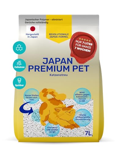 Katzenstreu Klumpend mit blauem Indikator | Cellulose-Polymer-Granulat Klumpstreu für Katzen | 100% pflanzliche Katzenstreu Klumpstreu mit maximaler Saugkraft von Japan Premium Pet von Japan Premium Pet