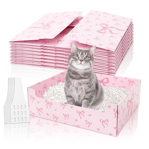 JarThenaAMCS 12 Einweg-Katzentoiletten für Katzen, faltbar, rosa Schleife, Haustiertoilette mit Schaufel, tragbare Papier-Toilettenablage für mehrere Katzen, kleine Haustiere, Reisen JarThenaAMCS 12 Einweg-Katzentoiletten für Katzen, faltbar, rosa Schleife, Haustiertoilette mit Schaufel, tragbare Papier-Toilettenablage für mehrere Katzen, kleine Haustiere, Reisen von JarThenaAMCS