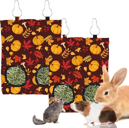 JarThenaAMCS 2 Stück Fall Kaninchen Heu-Futterspender Tasche mit 2 Löchern 29,8 x 22,9 cm Ahornblätter Kürbis Meerschweinchen hängende Heu-Futtertasche Aufbewahrung Spender für Herbst Hamster Häschen JarThenaAMCS 2 Stück Fall Kaninchen Heu-Futterspender Tasche mit 2 Löchern 29,8 x 22,9 cm Ahornblätter Kürbis Meerschweinchen hängende Heu-Futtertasche Aufbewahrung Spender für Herbst Hamster Häschen von JarThenaAMCS