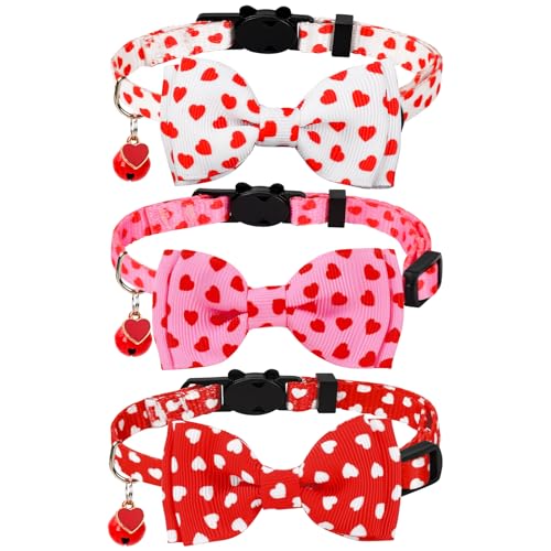 JarThenaAMCS 3 x Valentinstag-Katzenhalsband mit Herz-Fliege und Glöckchen, verstellbar, für Mädchen, Jungen, Katzen, kleine Haustiere JarThenaAMCS 3 x Valentinstag-Katzenhalsband mit Herz-Fliege und Glöckchen, verstellbar, für Mädchen, Jungen, Katzen, kleine Haustiere von JarThenaAMCS