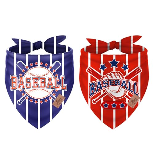 JarThenaAMCS Baseball-Hundehalstuch, gestreiftes Muster, Dreieckstuch, verstellbares Haustier-Halstuch für Haustiere, Sport, Geburtstag, Party, Kostüm, Zubehör, 2 Stück JarThenaAMCS Baseball-Hundehalstuch, gestreiftes Muster, Dreieckstuch, verstellbares Haustier-Halstuch für Haustiere, Sport, Geburtstag, Party, Kostüm, Zubehör, 2 Stück von JarThenaAMCS