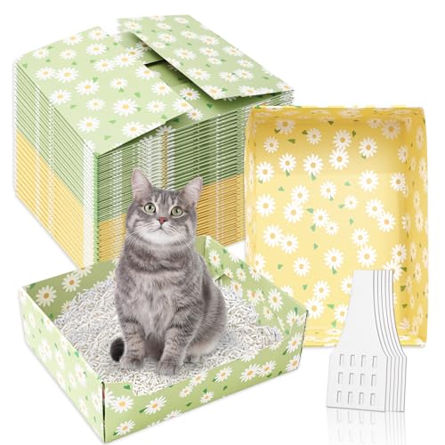JarThenaAMCS Einweg-Katzentoiletten für Katzen, faltbar, gelb, grün, Gänseblümchen, Haustiertoilette mit Schaufel, tragbare Papier-Toilettenablage für mehrere Katzen, kleine Haustiere, Reisen, 20 JarThenaAMCS Einweg-Katzentoiletten für Katzen, faltbar, gelb, grün, Gänseblümchen, Haustiertoilette mit Schaufel, tragbare Papier-Toilettenablage für mehrere Katzen, kleine Haustiere, Reisen, 20 von JarThenaAMCS