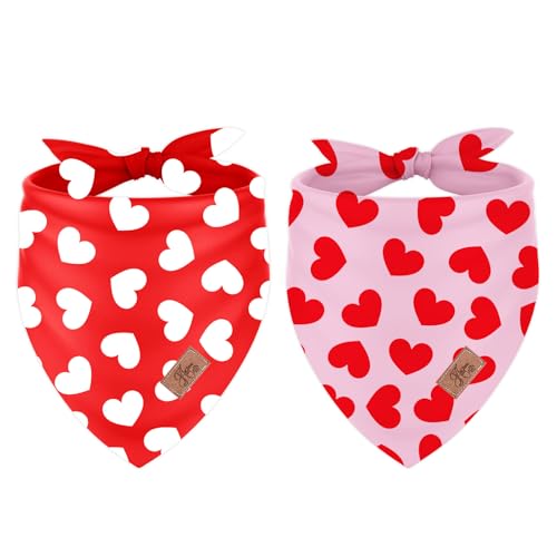 JarThenaAMCS Hundehalstuch, Dreieckstuch zum Valentinstag, niedlich, verstellbar, für Geburtstag, Kostüm, Zubehör, Rot / Rosa, 2 Stück JarThenaAMCS Hundehalstuch, Dreieckstuch zum Valentinstag, niedlich, verstellbar, für Geburtstag, Kostüm, Zubehör, Rot / Rosa, 2 Stück von JarThenaAMCS