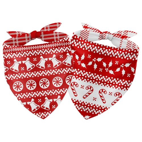 JarThenaAMCS Hundehalstuch, Weihnachtsglocke, dreieckig, verstellbar, doppelseitig, Haustier-Halstuch für den Winter, mittelgroß, groß, Hund, Katze, Kostüm, Zubehör, 2 Stück JarThenaAMCS Hundehalstuch, Weihnachtsglocke, dreieckig, verstellbar, doppelseitig, Haustier-Halstuch für den Winter, mittelgroß, groß, Hund, Katze, Kostüm, Zubehör, 2 Stück von JarThenaAMCS