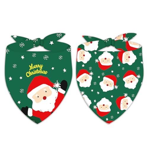 JarThenaAMCS Hundehalstuch, Weihnachtsmann-Schneeflocke, wendbar, dreieckig, verstellbar, für den Winter, klein, mittel, groß, Haustier-Kostüm, Zubehör, 2 Stück JarThenaAMCS Hundehalstuch, Weihnachtsmann-Schneeflocke, wendbar, dreieckig, verstellbar, für den Winter, klein, mittel, groß, Haustier-Kostüm, Zubehör, 2 Stück von JarThenaAMCS