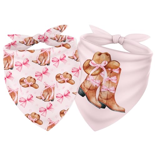 JarThenaAMCS Hundehalstuch, Western-Cowgirl-Motiv, rosa Schleife, Cowboystiefel, Dreieck, Haustier-Schal, verstellbares Haustier-Halstuch für mittelgroße und große Hunde und Katzen, Kostüm-Zubehör, 2 JarThenaAMCS Hundehalstuch, Western-Cowgirl-Motiv, rosa Schleife, Cowboystiefel, Dreieck, Haustier-Schal, verstellbares Haustier-Halstuch für mittelgroße und große Hunde und Katzen, Kostüm-Zubehör, 2 von JarThenaAMCS