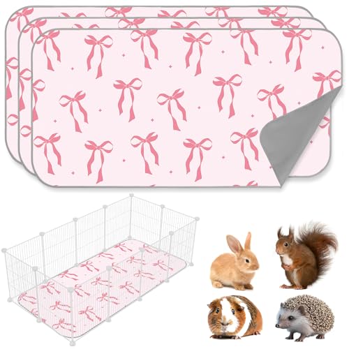 JarThenaAMCS Meerschweinchen-Urinierunterlagen, wiederverwendbar, Hase, Eichhörnchen, Meerschweinchen, rosa Schleife, waschbar, Kleintier-Einsatz für Kaninchen, Hamster, Chinchilla, Frettchen, Zubehör JarThenaAMCS Meerschweinchen-Urinierunterlagen, wiederverwendbar, Hase, Eichhörnchen, Meerschweinchen, rosa Schleife, waschbar, Kleintier-Einsatz für Kaninchen, Hamster, Chinchilla, Frettchen, Zubehör von JarThenaAMCS