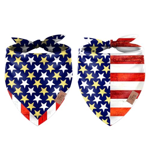 JarThenaAMCS Patriotisches Hundehalstuch, wendbar, 4. Juli, amerikanische Flagge, Dreieck, Haustier-Schal, verstellbares Haustier-Halstuch für Unabhängigkeitstag, Kostümzubehör, 2 Stück JarThenaAMCS Patriotisches Hundehalstuch, wendbar, 4. Juli, amerikanische Flagge, Dreieck, Haustier-Schal, verstellbares Haustier-Halstuch für Unabhängigkeitstag, Kostümzubehör, 2 Stück von JarThenaAMCS