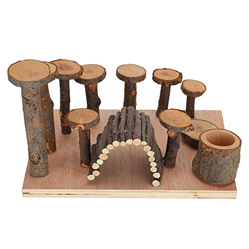 Jarchii Treppen Schritt Übung Spielzeug Hängematte Spielplatz, Applewood Hamster Holzplatz, Haustiere für Hamster(Large, Apple Wood Column) von Jarchii