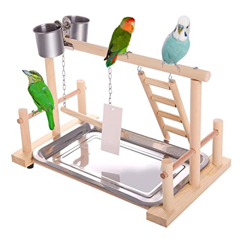 JasCherry Vogel Spielplatz Papagei Spielplatz Holz Gym Vogelständer Barsch Turnhalle Leiter Laufgitter Spielzeug Übungsspiel für Wellensittiche Nymphensittich mit Feeder Cups Tablett Schaukel #B JasCherry Vogel Spielplatz Papagei Spielplatz Holz Gym Vogelständer Barsch Turnhalle Leiter Laufgitter Spielzeug Übungsspiel für Wellensittiche Nymphensittich mit Feeder Cups Tablett Schaukel #B von JasCherry