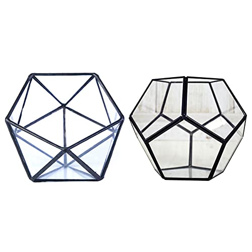Jasaly Geometrischer Glas-Terrarium-Behälter, Fensterbank, Topf mit Glas-Terrarium, Aufbewahrungsbox, Schmuckhalter von Jasaly
