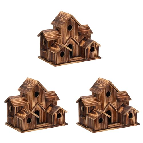 Jasaly Vogelhaus aus zum Aufhängen, für den Außenbereich, 6 Löcher, Vogelhaus, , Hinterhof, Dekoration, 3 Stück Jasaly Vogelhaus aus zum Aufhängen, für den Außenbereich, 6 Löcher, Vogelhaus, , Hinterhof, Dekoration, 3 Stück von Jasaly