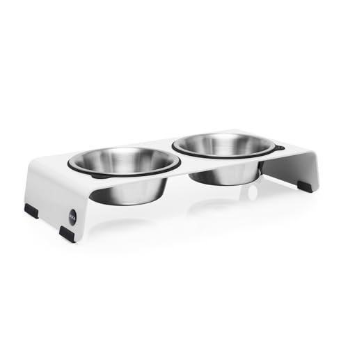 Jaska ARC Hundebar erhöhter Futternapf Futterstation aus Edelstahl und Stahl (Weiß, S) von Jaska