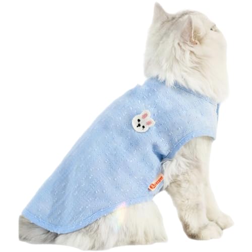 Cute Cat Apparel Breathable Adorable Kitten T-Shirt No Sleeves Relief All Season Cats Clothes for Cats Only Female Cat Clothes for Kitten (Large, Blue) von Jatmira