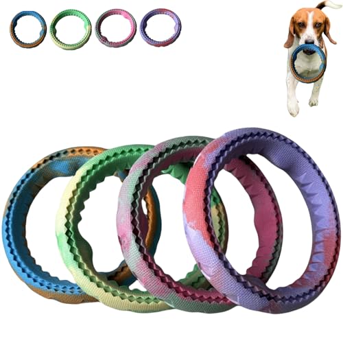 Jatmira Robustes, langlebiges Ring-Spielzeug für Hunde, Zerrring, starkes Gummi-Hundespielzeug für kleine, mittelgroße Rassen, mehrfarbig, 4 Stück von Jatmira