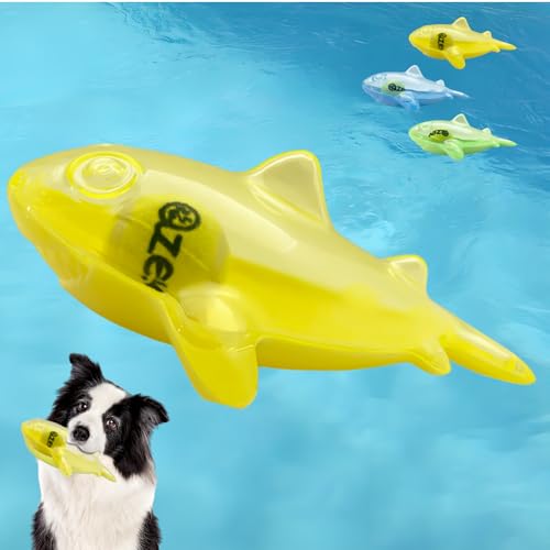 Jatmira Schwimmendes Hundespielzeug für aggressive Kauer, Sommerpool, interaktives Quietschspiel, Apportieren für kleine und mittelgroße Hunde (Gelb) von Jatmira