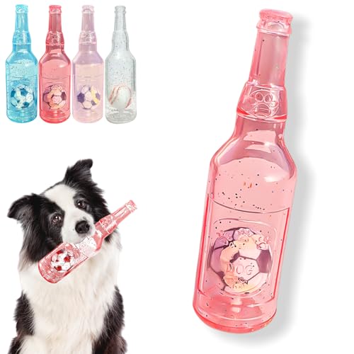 Jatmira Verbesserter Ball in der Flasche, robust, quietschendes Spielzeug, verstärktes und verdicktes Gummi, bunte Flasche, Kauspielzeug für Hunde (Rot, groß) von Jatmira