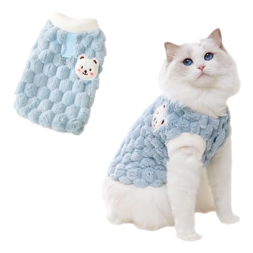 Süßes Katzen-Sweatshirt, flauschig, warm, Haustierbekleidung, Cartoon-Kätzchen, Wintermantel, Pullover, weiche, hautfreundliche Strickwaren, Größe L, Blau Süßes Katzen-Sweatshirt, flauschig, warm, Haustierbekleidung, Cartoon-Kätzchen, Wintermantel, Pullover, weiche, hautfreundliche Strickwaren, Größe L, Blau von Jatmira
