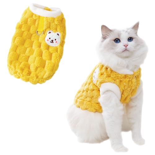 Süßes Katzen-Sweatshirt, flauschig, warm, Haustierbekleidung, Cartoon-Kätzchen, Wintermantel, Pullover, weiche, hautfreundliche Strickwaren, Größe L, Gelb Süßes Katzen-Sweatshirt, flauschig, warm, Haustierbekleidung, Cartoon-Kätzchen, Wintermantel, Pullover, weiche, hautfreundliche Strickwaren, Größe L, Gelb von Jatmira